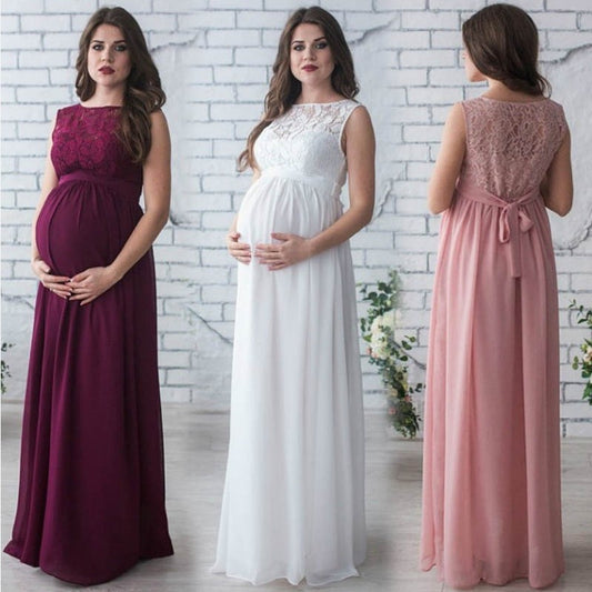 Sleeveless Lace Maternity Dress for Elegant Pregnancy Style