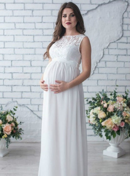 Sleeveless Lace Maternity Dress for Elegant Pregnancy Style