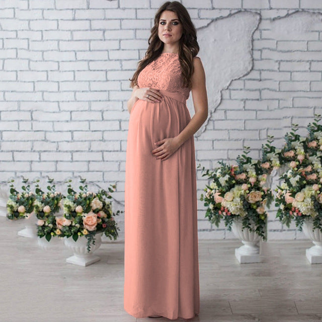 Sleeveless Lace Maternity Dress for Elegant Pregnancy Style