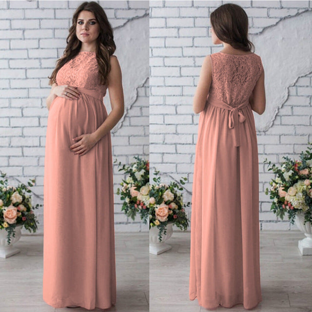 Sleeveless Lace Maternity Dress for Elegant Pregnancy Style