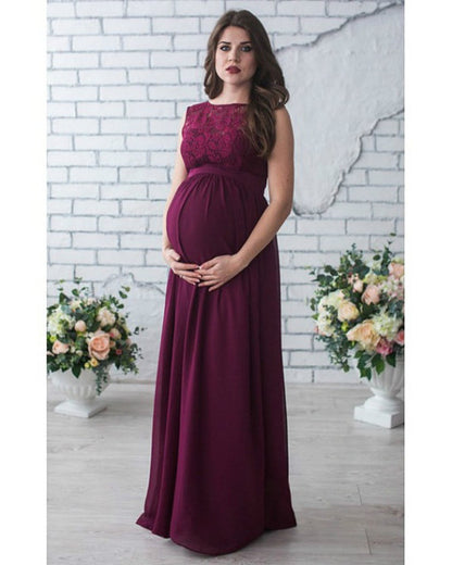 Sleeveless Lace Maternity Dress for Elegant Pregnancy Style